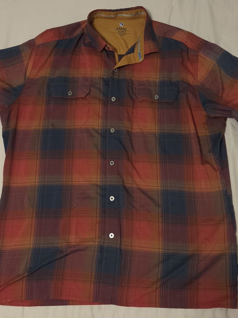 KUHL Men's Response Plaid Short Sleeve Shirt XL Ember Red Style 7452 Outdoor